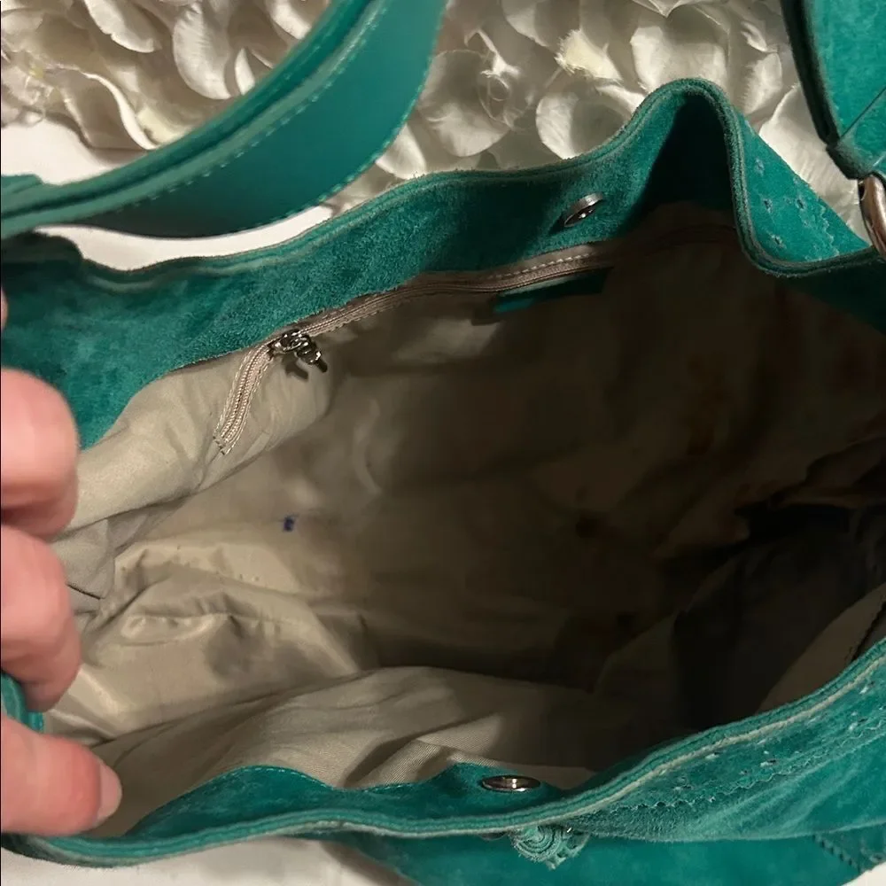 Burberry Teal Suede Hobo Bag